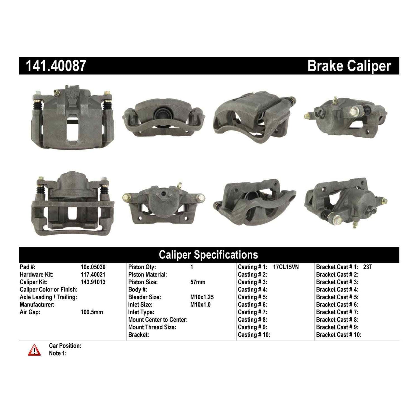 Centric Parts Disc Brake Caliper Semi-Loaded for 1998-2002 Honda Accord 141.40087