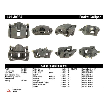 Centric Parts Disc Brake Caliper Semi-Loaded for 1998-2002 Honda Accord 141.40087