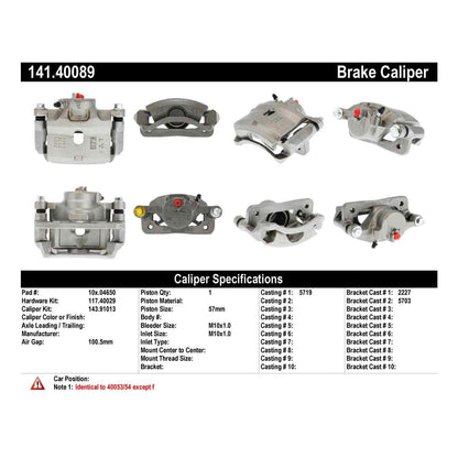 Centric Parts Disc Brake Caliper Semi-Loaded with anti-corrosion finish for 1998-2002 Honda Accord 141.40089