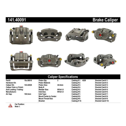 Centric Parts Disc Brake Caliper Semi-Loaded with Anti-Corrosion Finish for 2003-2006 Acura MDX 141.40091