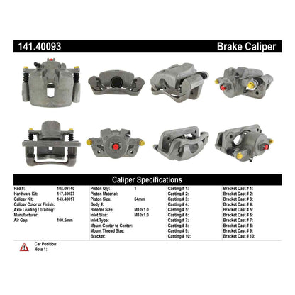 Centric Parts Semi-Loaded Brake Caliper 141.40093