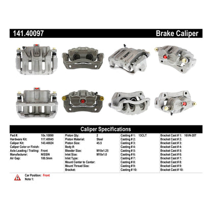 Stoptech Centric Semi-Loaded Brake Caliper - Front Right 141.40097