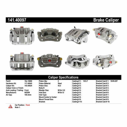 Centric Parts Disc Brake Caliper Semi-Loaded with anti-corrosion finish for 2007-2012 Acura RDX, 2010-2011 Honda Accord Crosstour, 2007-2011 CR-V, 2005-2010 Odyssey 141.40097