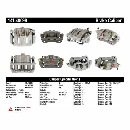 Centric Parts Disc Brake Caliper Remanufactured with Anti-Corrosion Finish 141.40098