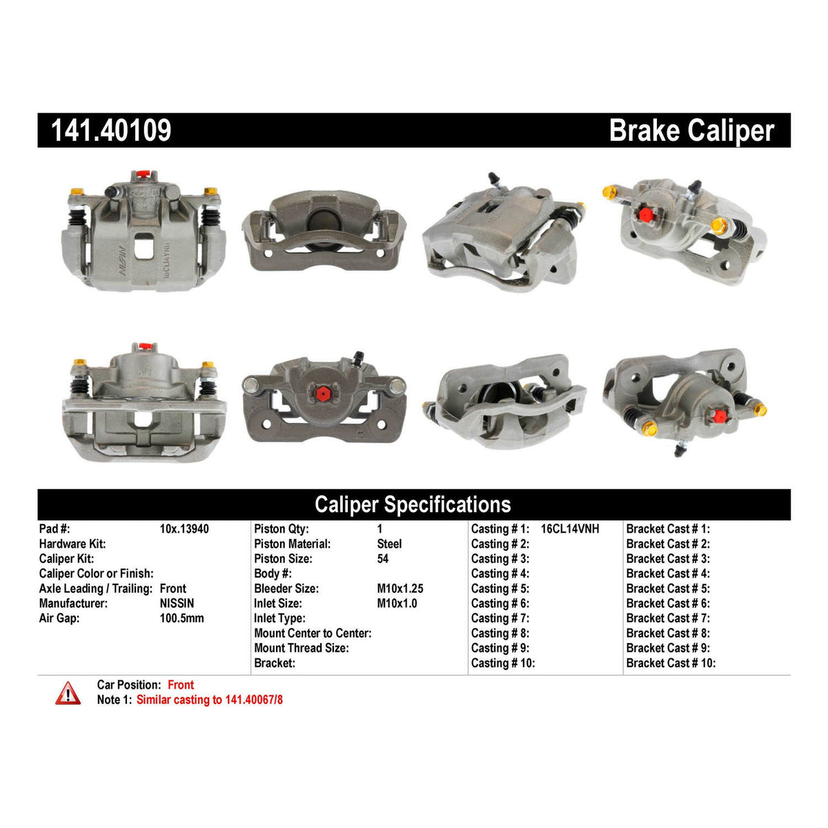 Centric Parts Semi-Loaded Brake Caliper 141.40109