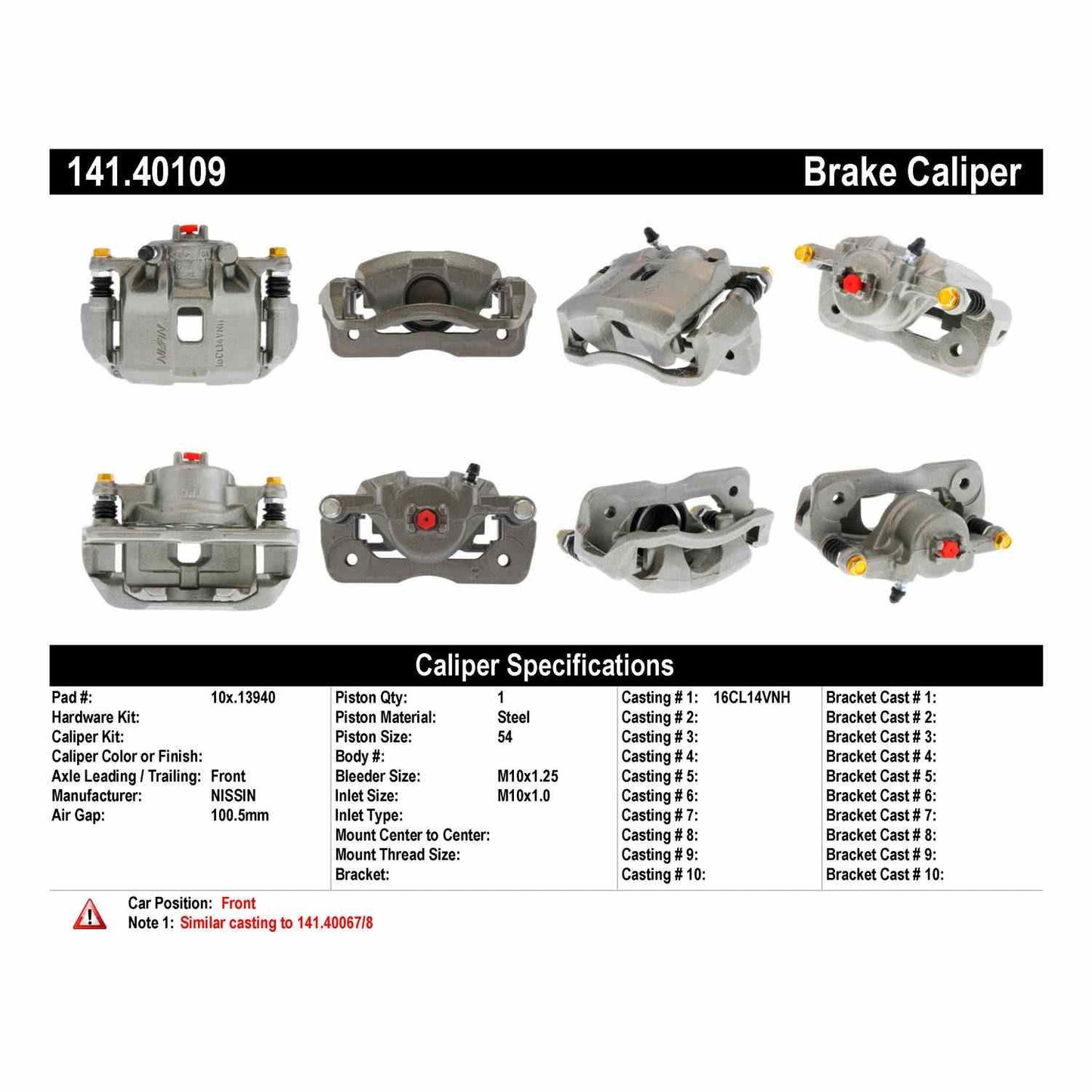 Centric Parts Semi-Loaded Brake Caliper 141.40109