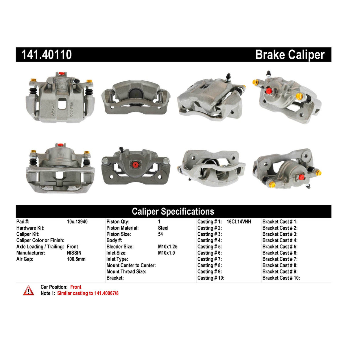 Centric Parts Semi-Loaded Brake Caliper 141.40110