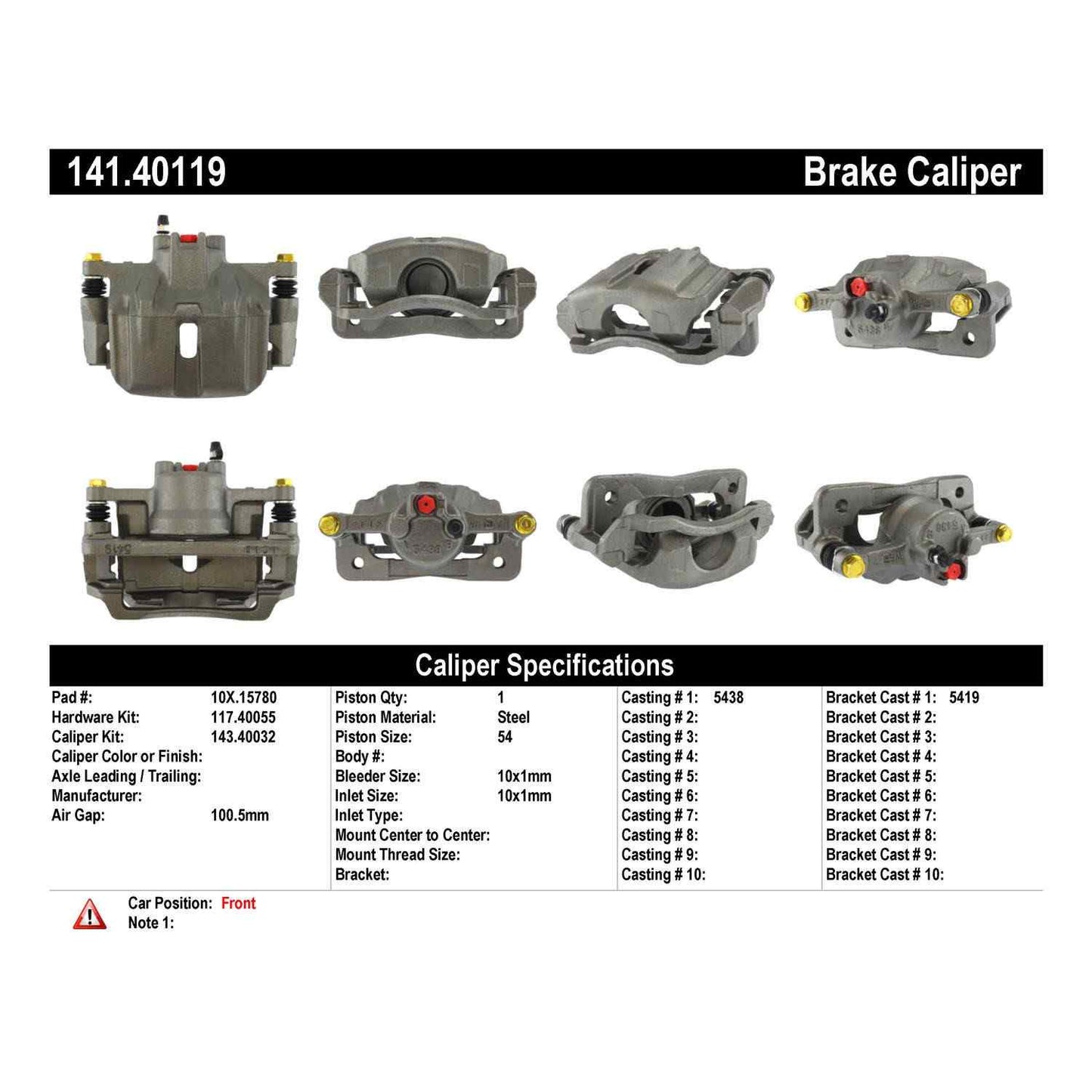 Centric Parts Disc Brake Caliper Remanufactured with Anti-Corrosion Finish 141.40119