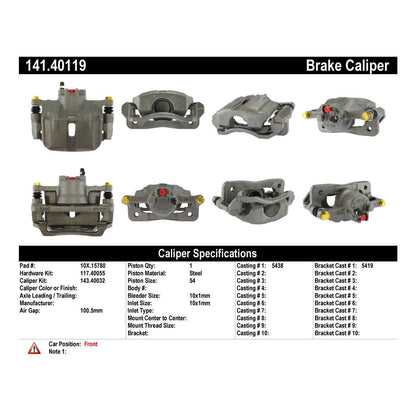Centric Parts Disc Brake Caliper Remanufactured with Anti-Corrosion Finish 141.40119