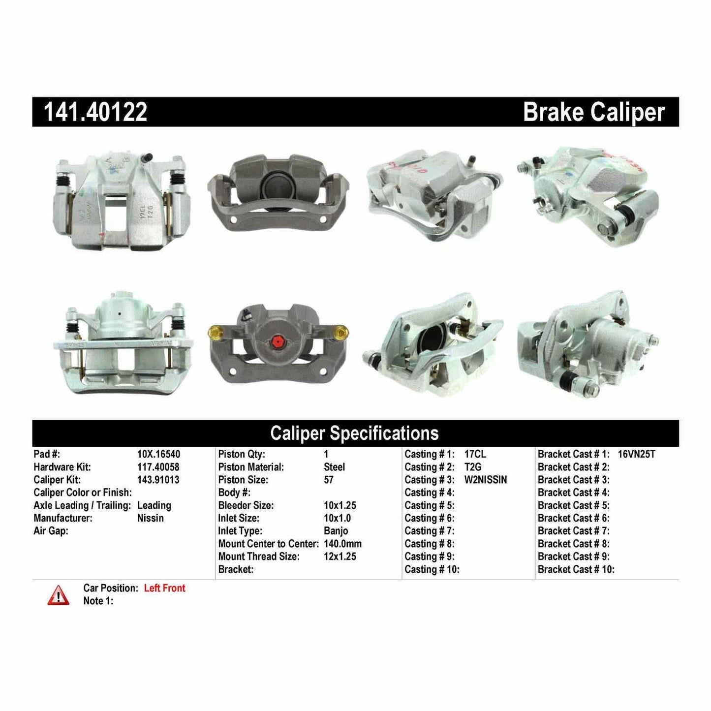 Centric Parts Semi-Loaded Brake Caliper 141.40122