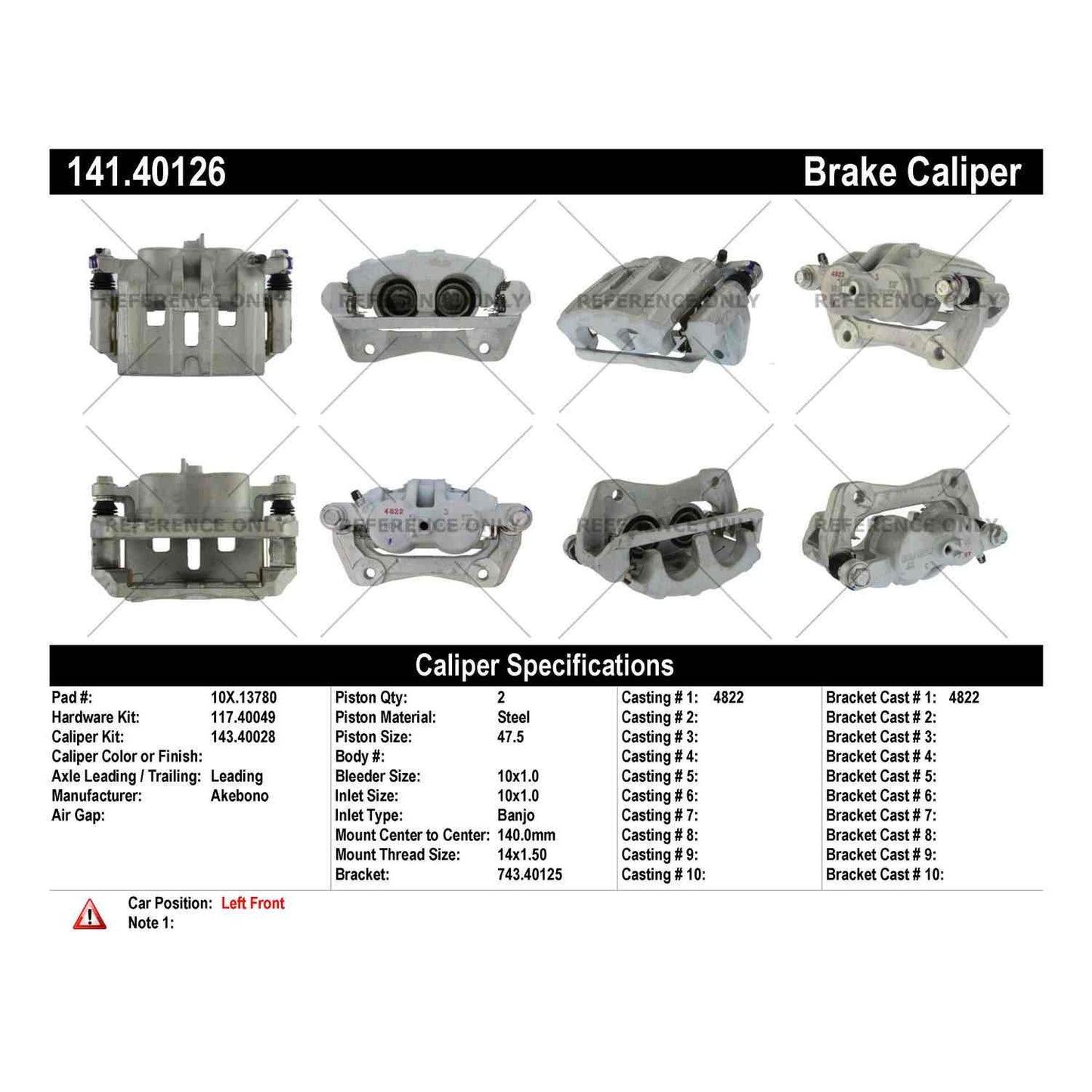 StopTech Semi-Loaded Brake Caliper 141.40126