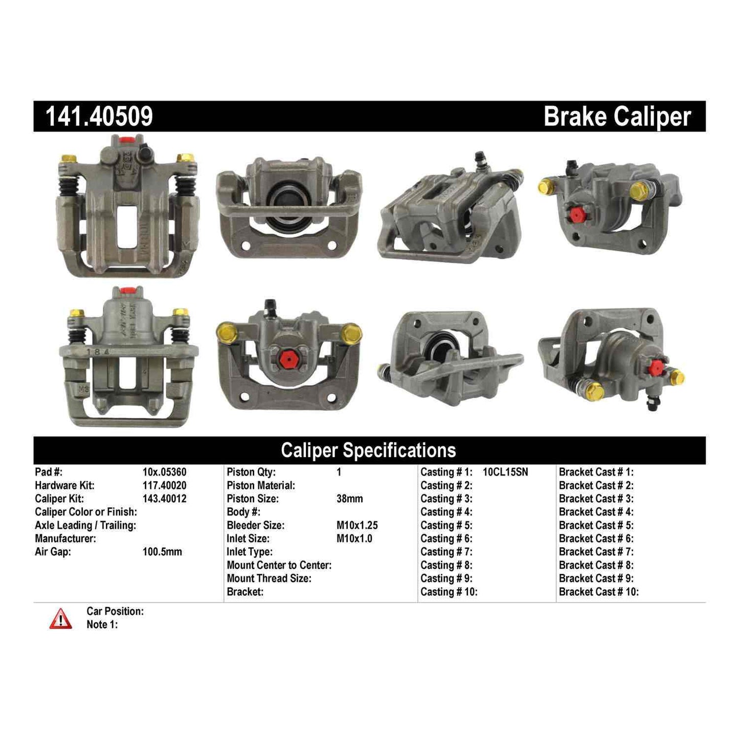 Centric Parts Semi-Loaded Brake Caliper 141.40509