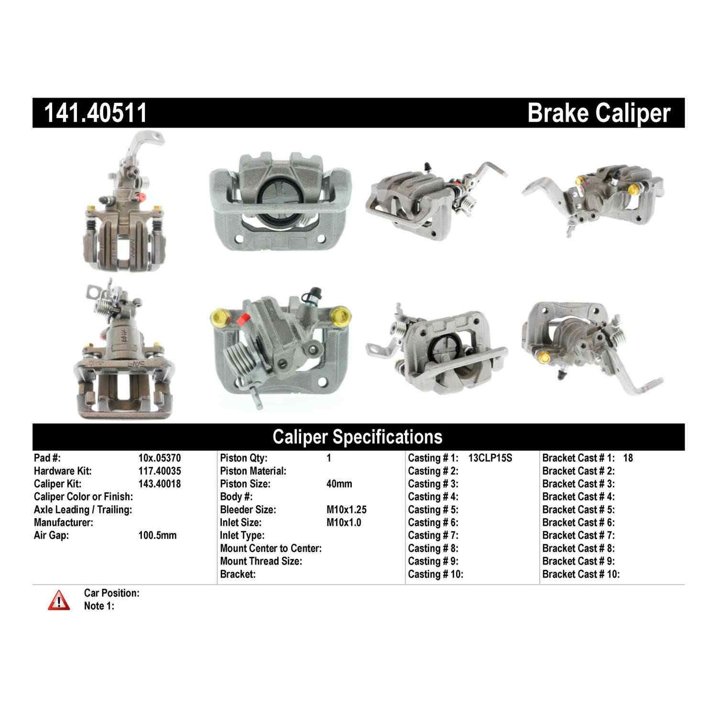 Stoptech Centric 00-09 Honda S2000 Right Rear Semi-Loaded Caliper 141.40511
