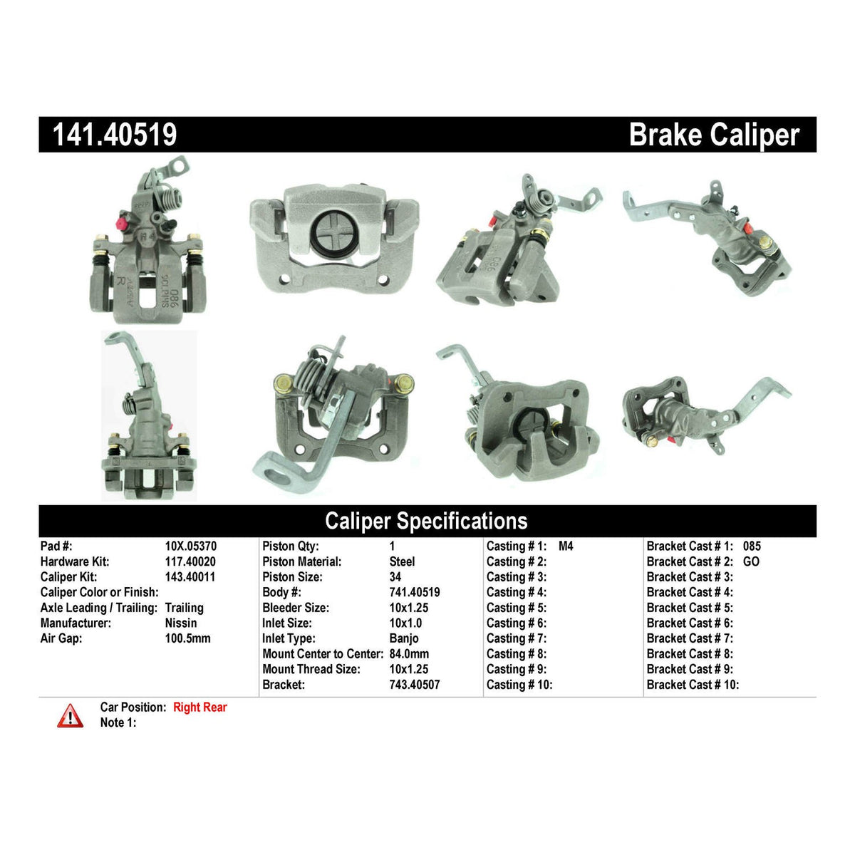 Centric Parts Disc Brake Caliper Semi-Loaded with Anti-Corrosion Finish for 1991-1997 Honda Accord 141.40519