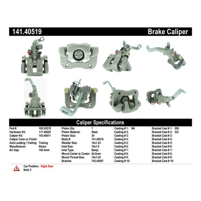 Centric Parts Disc Brake Caliper Semi-Loaded with Anti-Corrosion Finish for 1991-1997 Honda Accord 141.40519