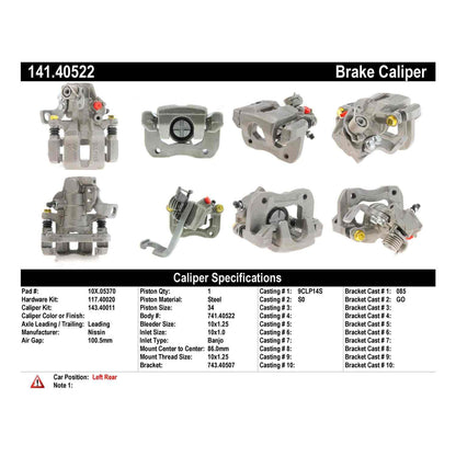 Stoptech Centric Semi-Loaded Brake Caliper - Rear Left 141.40522