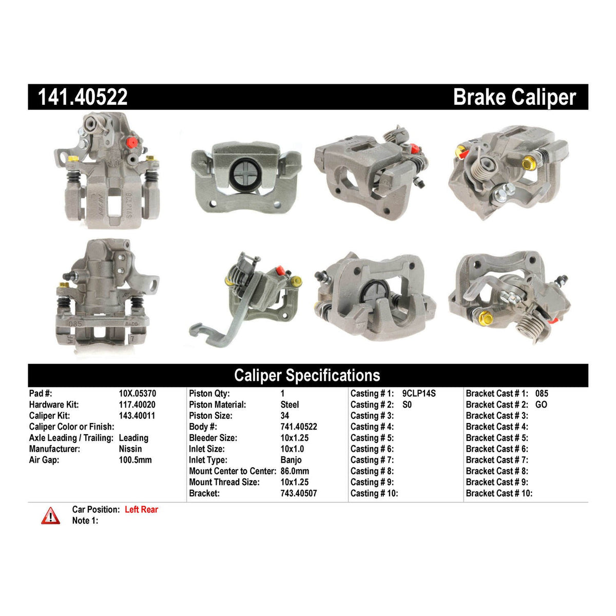 Centric Parts Disc Brake Caliper Semi-Loaded with Anti-Corrosion Finish for 1992-2001 Honda Prelude 141.40522