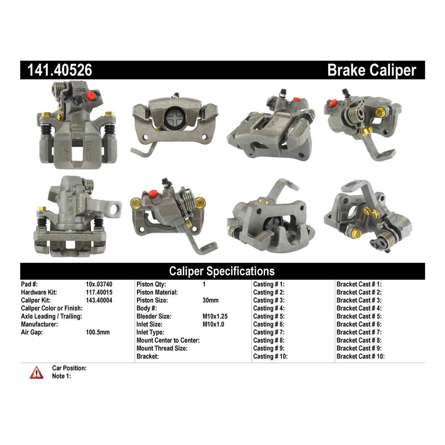 Centric Parts Disc Brake Caliper Semi-Loaded with Anti-Corrosion Finish for 1990-1993 Acura Integra 1990-1991 Honda CRX 141.40526