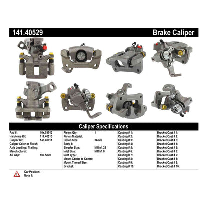 Stoptech Centric Semi-Loaded Brake Caliper - Rear Right 141.40529
