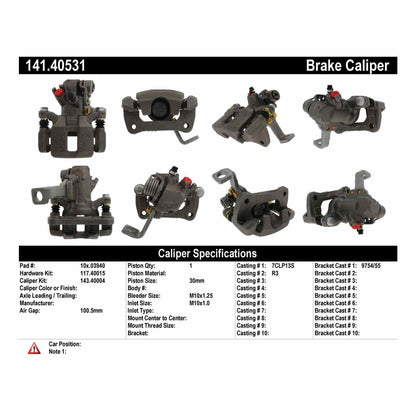 Centric Parts Disc Brake Caliper Semi-Loaded for 2001-1994 Acura Integra, 1995-1992 Honda Civic, 2000-1999 Civic, 1997-1993 Civic del Sol 141.40531