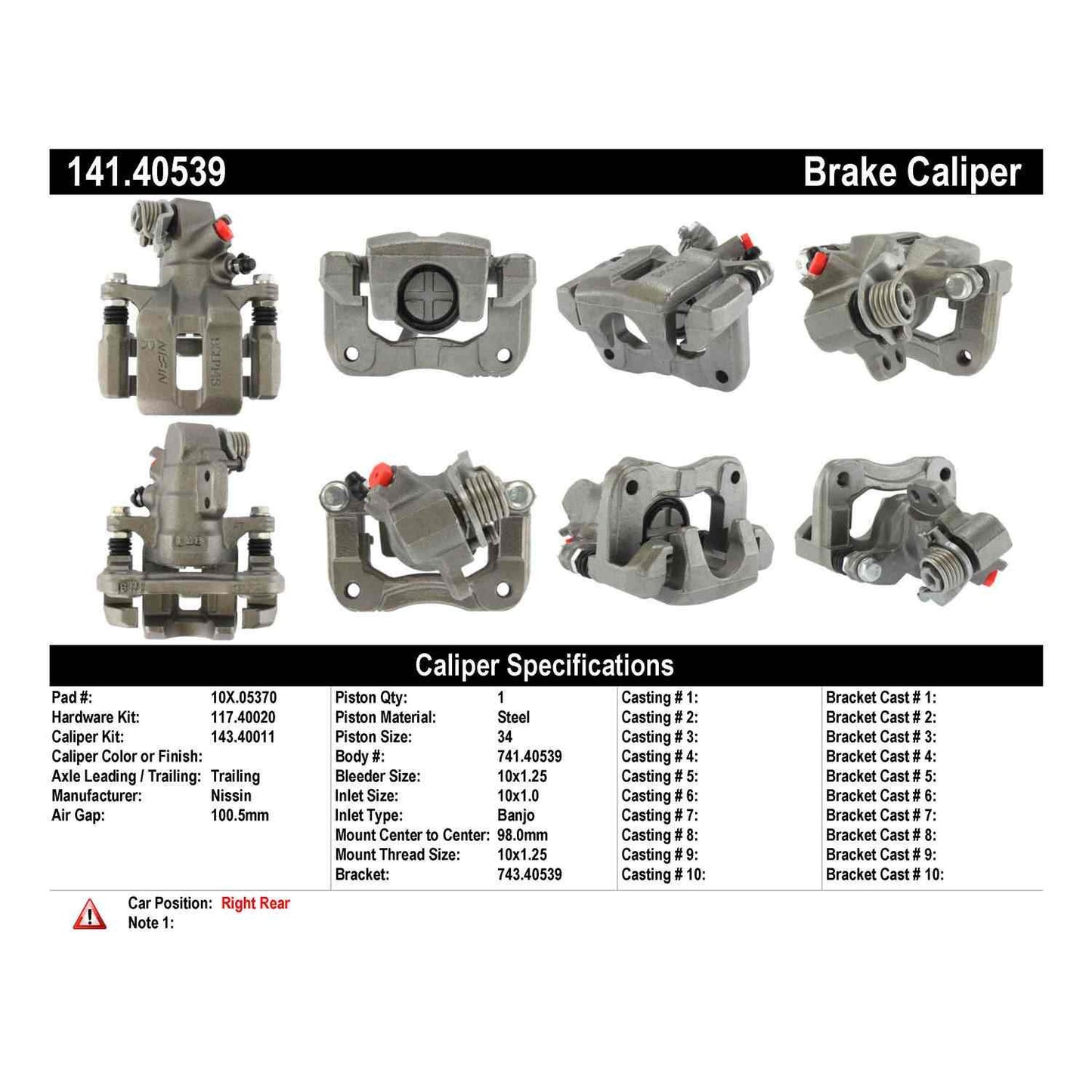 Centric Parts Disc Brake Caliper Semi-Loaded with Anti-Corrosion Finish for 2001-2005 Acura EL, 2002-2006 RSX, 2002-2005 Honda Civic 141.40539