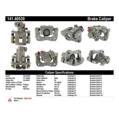 Centric Parts Disc Brake Caliper Semi-Loaded with Anti-Corrosion Finish for 2001-2005 Acura EL, 2002-2006 RSX, 2002-2005 Honda Civic 141.40539