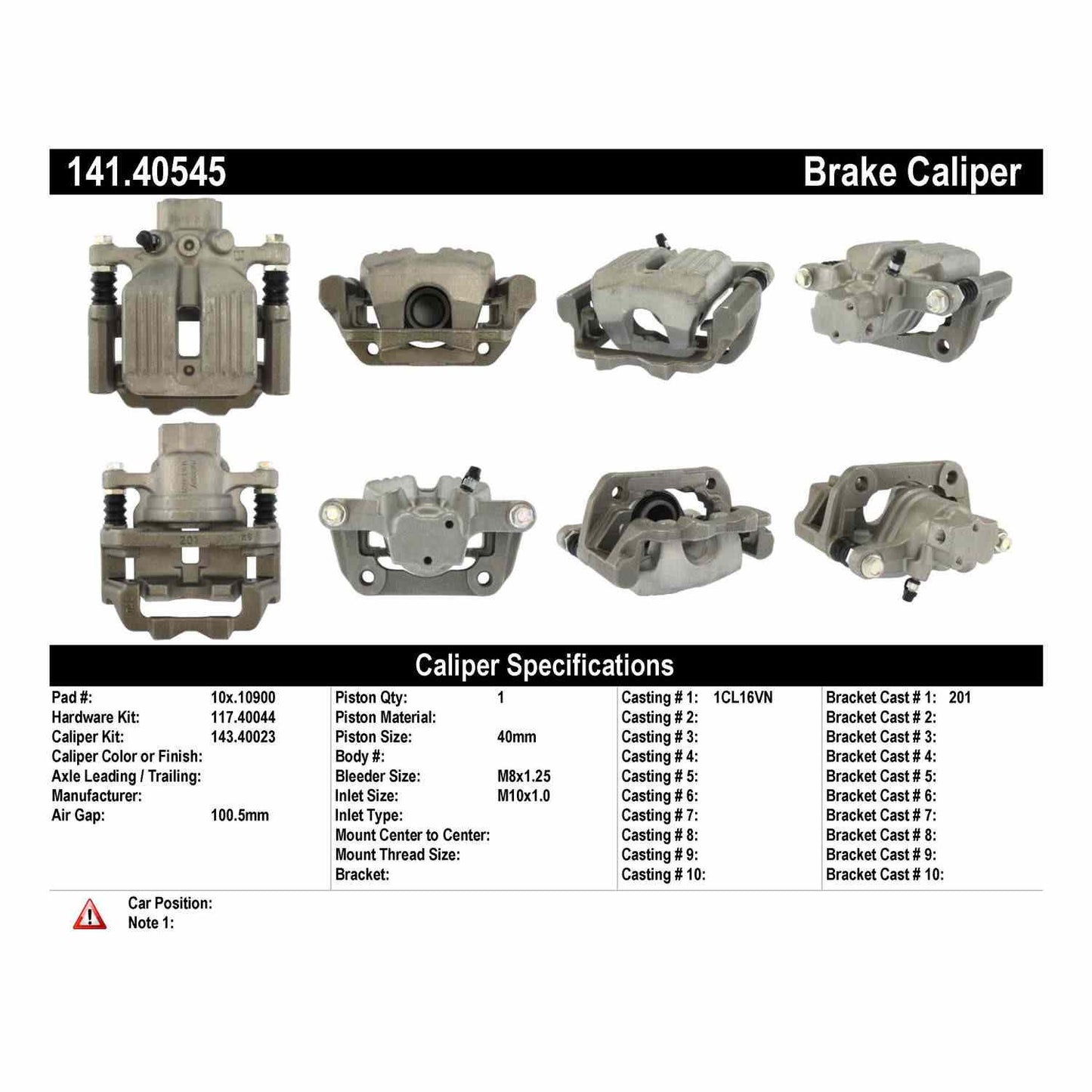 Centric Parts Disc Brake Caliper Semi-Loaded with Anti-Corrosion Finish for 2005-2012 Acura RL 141.40545