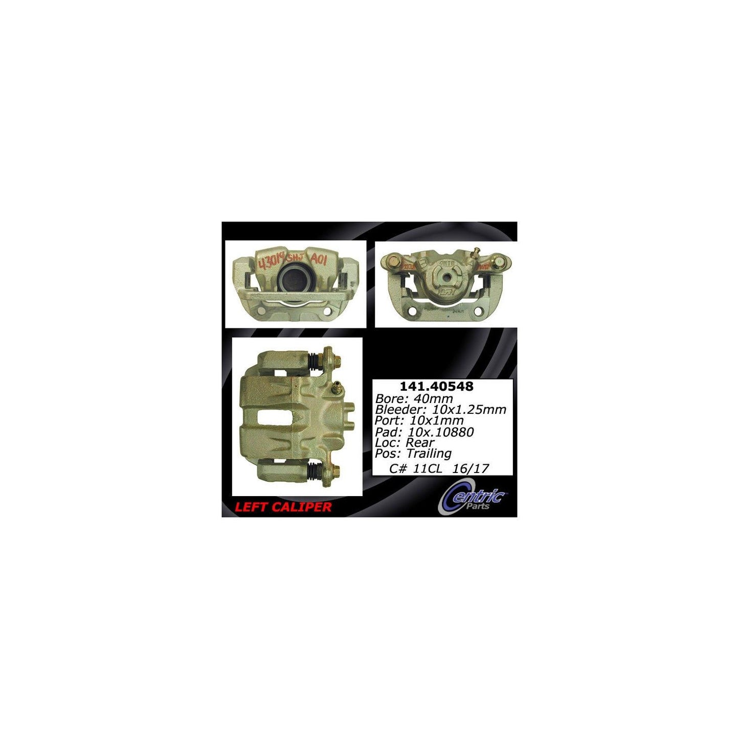 Stoptech Centric Semi-Loaded Brake Caliper - Rear Left 141.40548