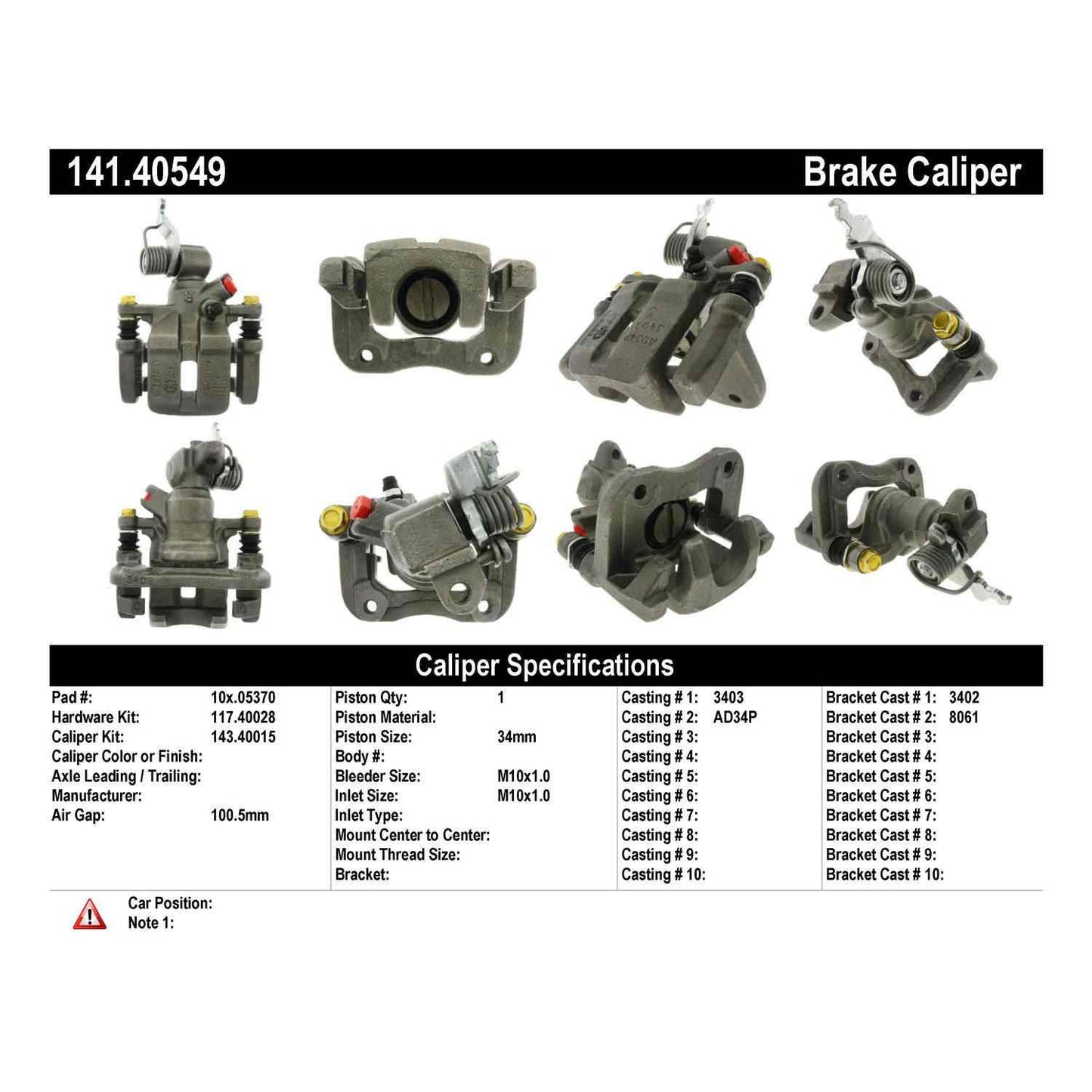 Stoptech Centric Semi-Loaded Brake Caliper - Rear Right 141.40549