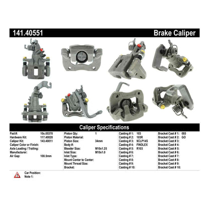 Centric Parts Disc Brake Caliper Semi-Loaded with Anti-Corrosion Finish for 2004-2008 Acura TSX 2007-1998 Honda Accord 141.40551