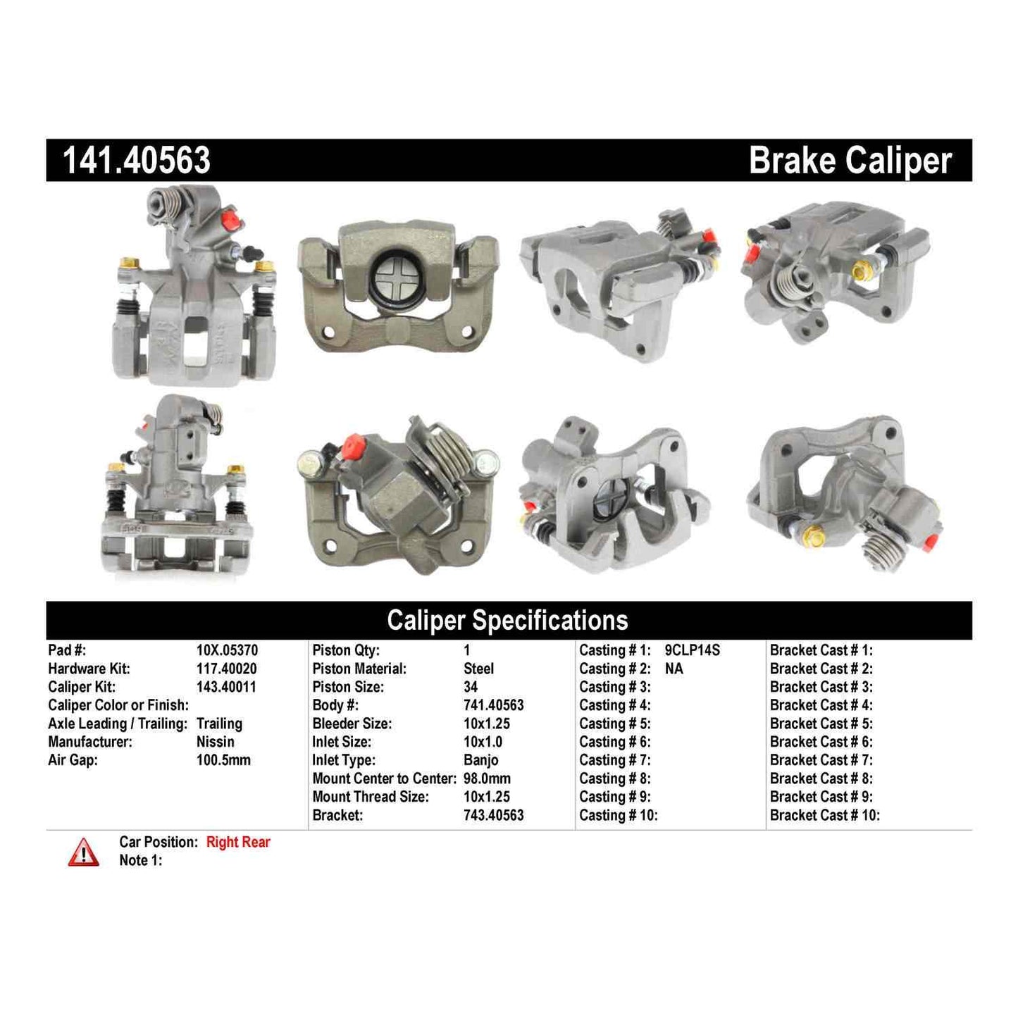 Stoptech Centric 06-15 Honda Civic / Civic Si Semi-Loaded Rear Passenger Side Rebuilt Brake Caliper 141.40563