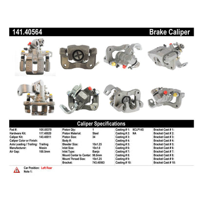 Centric Parts Disc Brake Caliper Semi-Loaded with Anti-Corrosion Finish for 2006-2011 Acura CSX 2013-2022 ILX 2006-2015 Honda Civic 141.40564