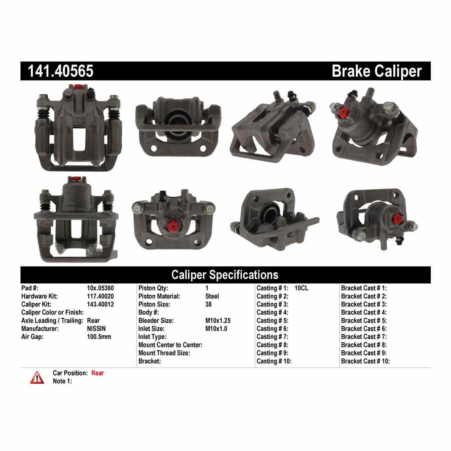 Stoptech Centric Semi-Loaded Brake Caliper - Rear Right 141.40565