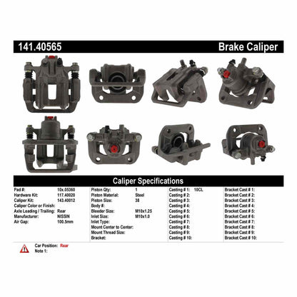 Stoptech Centric Semi-Loaded Brake Caliper - Rear Right 141.40565
