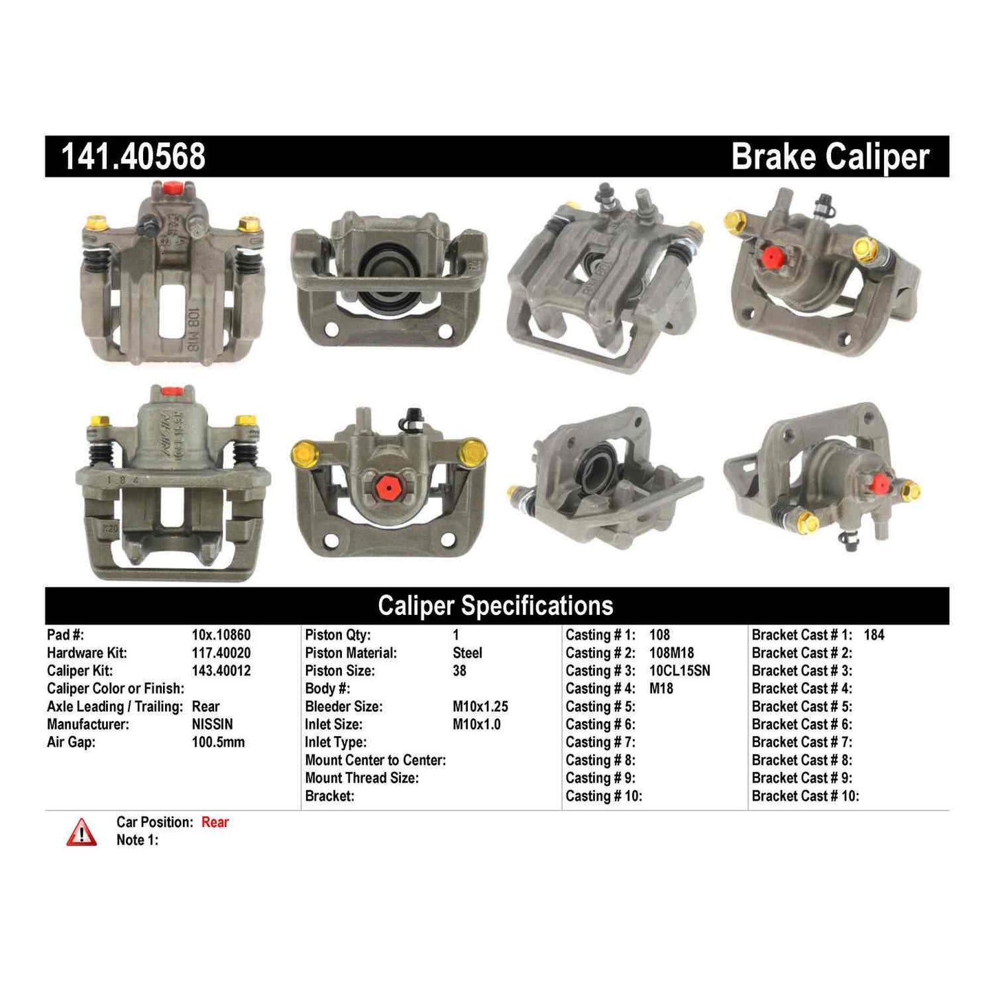 Centric Parts Semi-Loaded Brake Caliper 141.40568