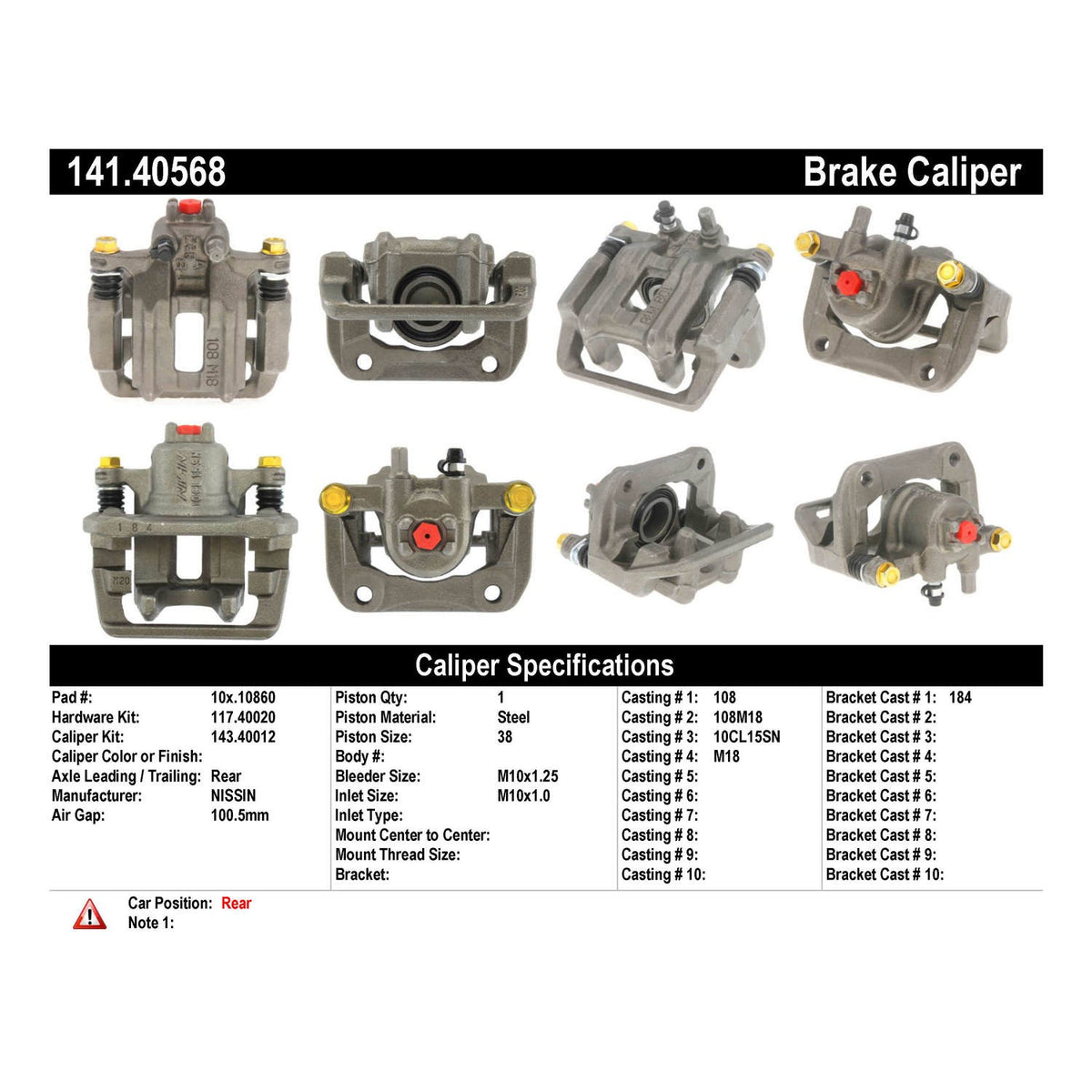 Centric Parts Semi-Loaded Brake Caliper 141.40568
