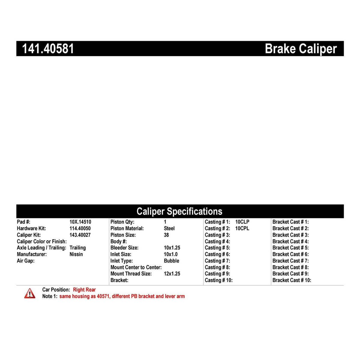 Centric Parts Semi-Loaded Brake Caliper 141.40581