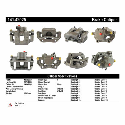 Centric Parts Disc Brake Caliper Semi-Loaded with Anti-Corrosion Finish for 1987-1988 Nissan 200SX 1984-1989 Nissan 300ZX 141.42025