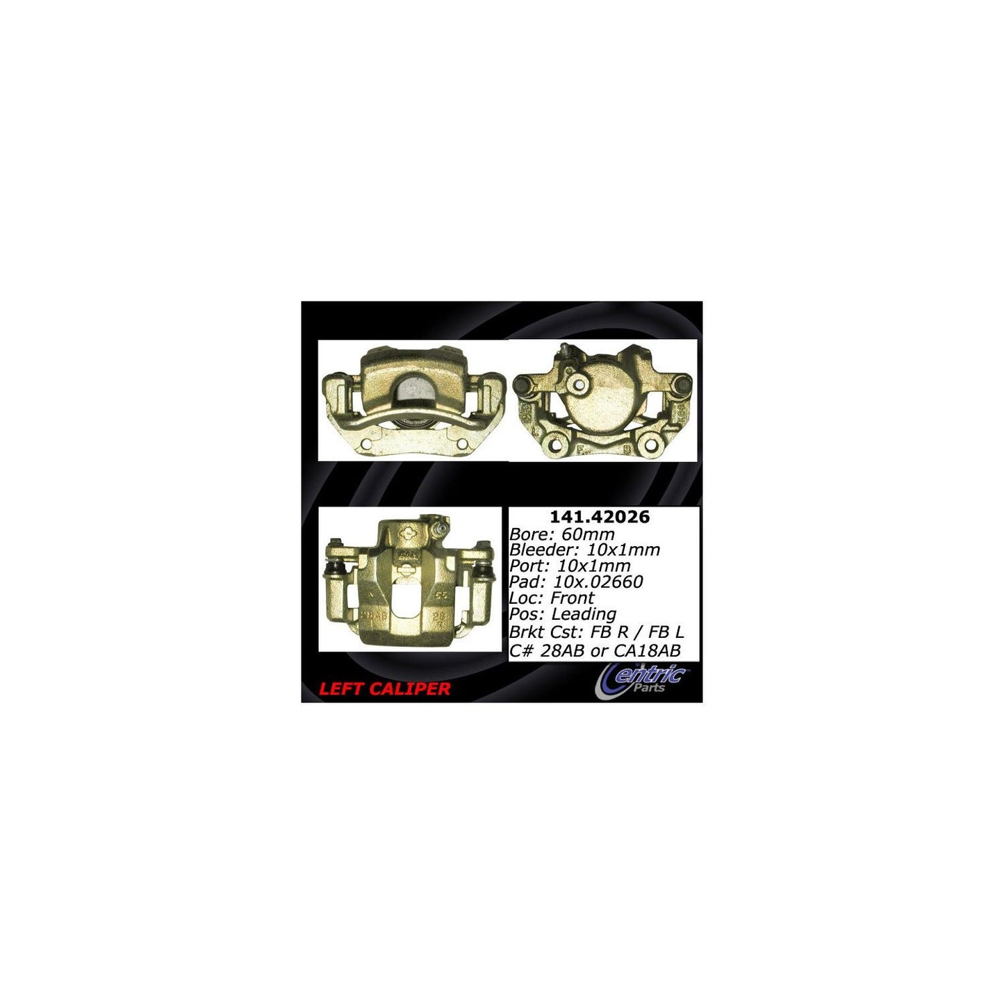 Centric Parts Disc Brake Caliper Semi-Loaded with Anti-Corrosion Finish for 1988-1987 Nissan 200SX 1989-1984 300ZX 141.42026