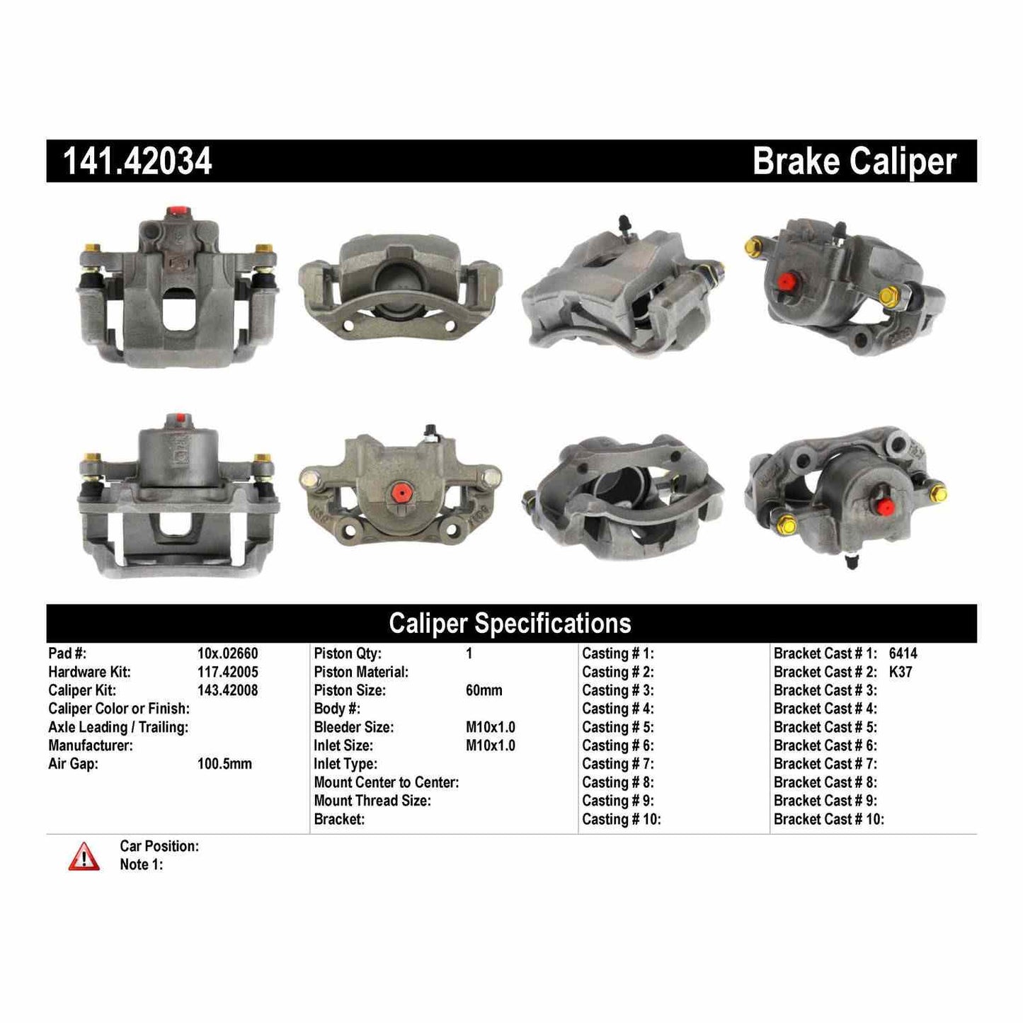 Stoptech Centric Semi-Loaded Brake Caliper - Front Left 141.42034