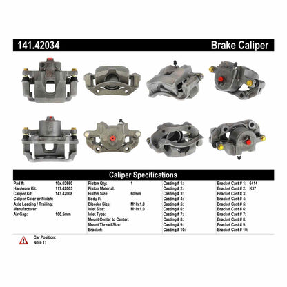 Stoptech Centric Semi-Loaded Brake Caliper - Front Left 141.42034