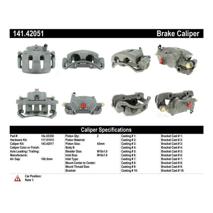 Centric Parts Disc Brake Caliper Semi-Loaded with New Phenolic Pistons for 1985-1998 Nissan D21 Frontier Pathfinder Pickup 141.42051
