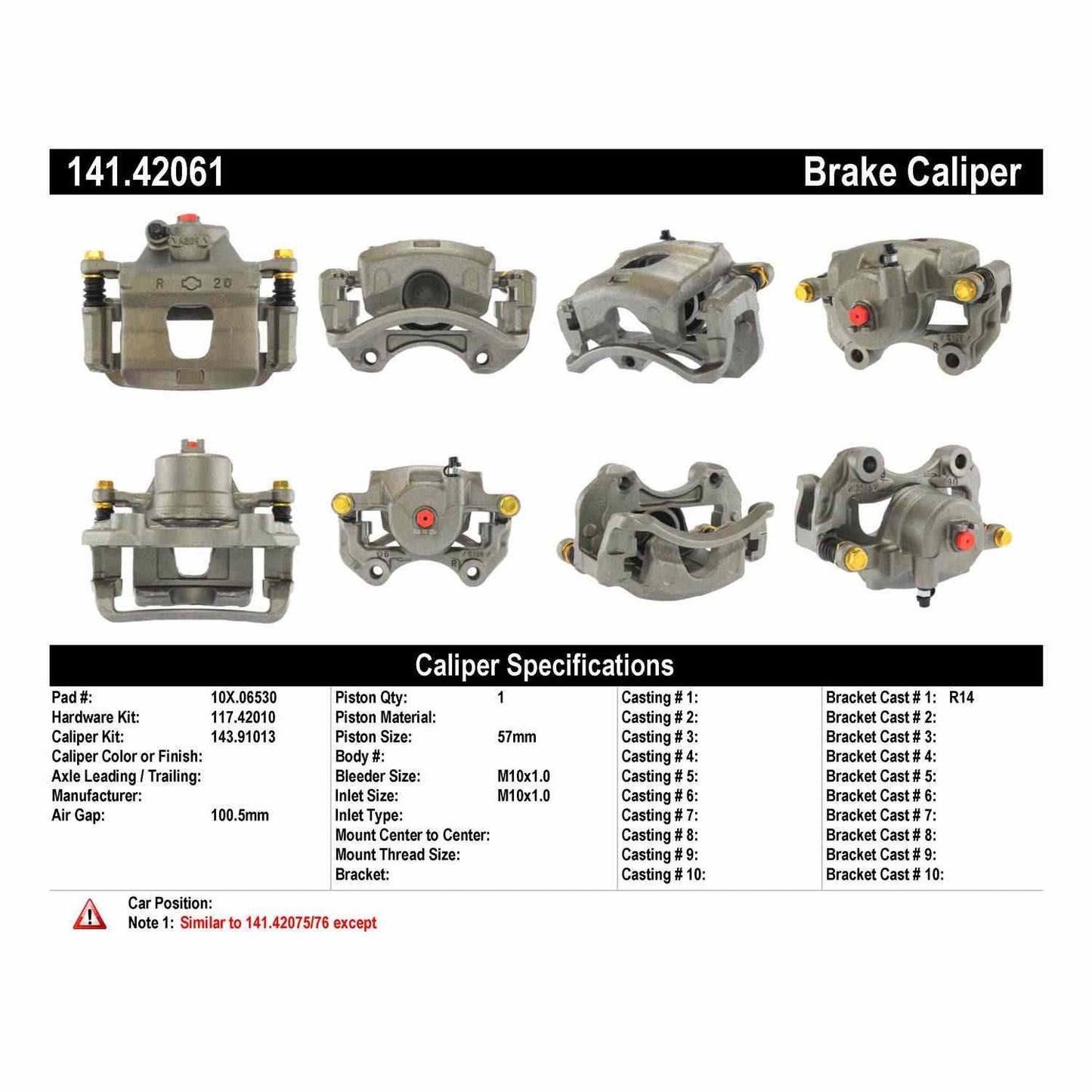 Stoptech Centric Semi-Loaded Brake Caliper - Front Right 141.42061