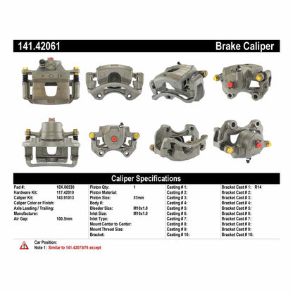 Stoptech Centric Semi-Loaded Brake Caliper - Front Right 141.42061