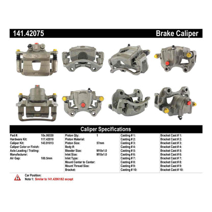 Centric Parts Disc Brake Caliper Semi-Loaded with anti-corrosion finish for 1999-2002 INFINITI G20 141.42075