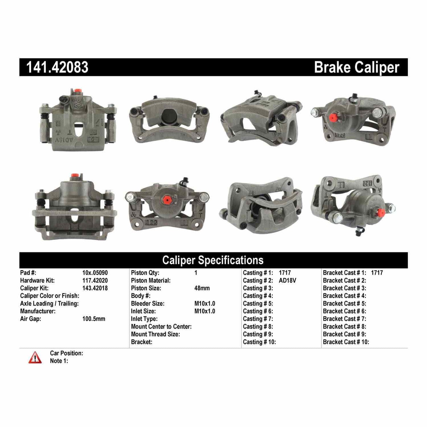 Stoptech Centric Semi-Loaded Brake Caliper - Front Right 141.42083