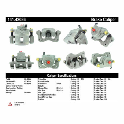 Centric Parts Semi-Loaded Brake Caliper 141.42086