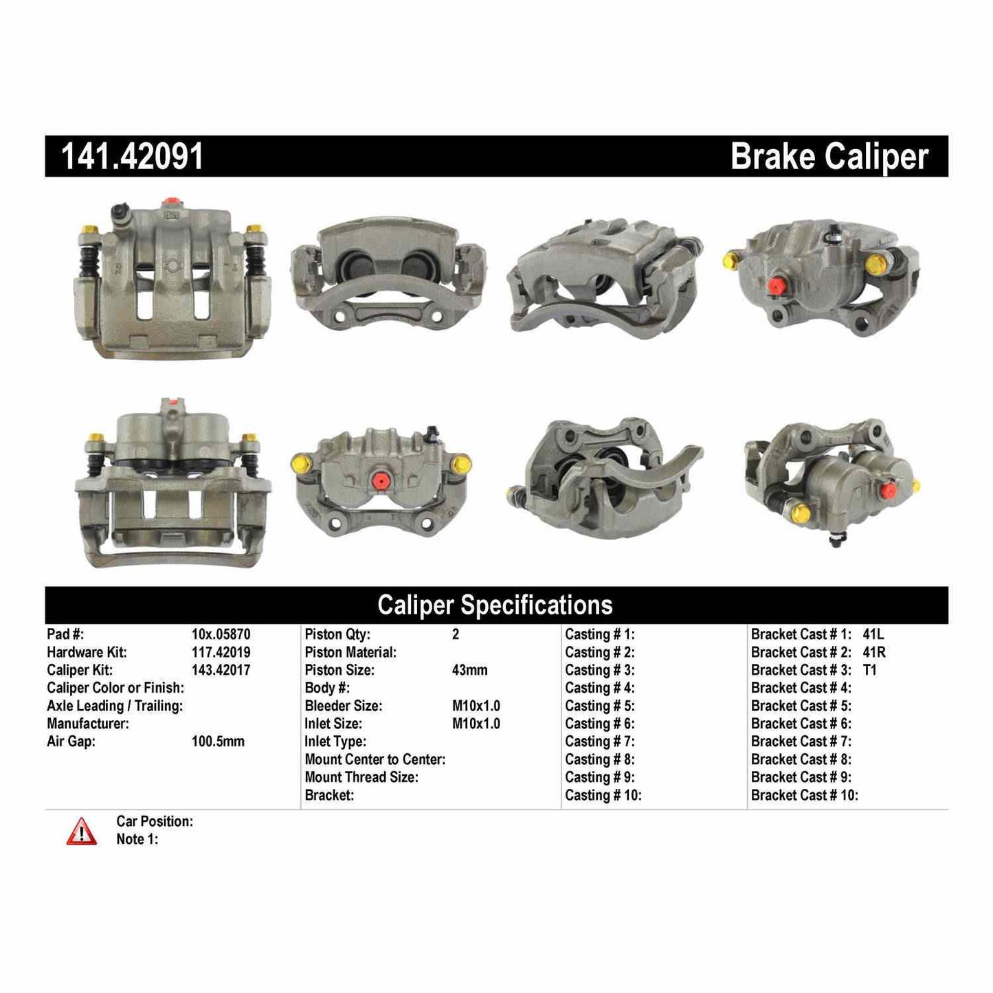 Centric Parts Semi-Loaded Brake Caliper 141.42091