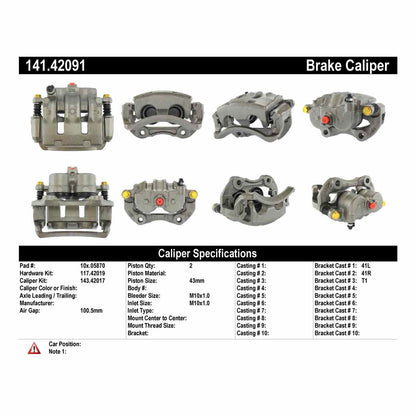 Centric Parts Semi-Loaded Brake Caliper 141.42091