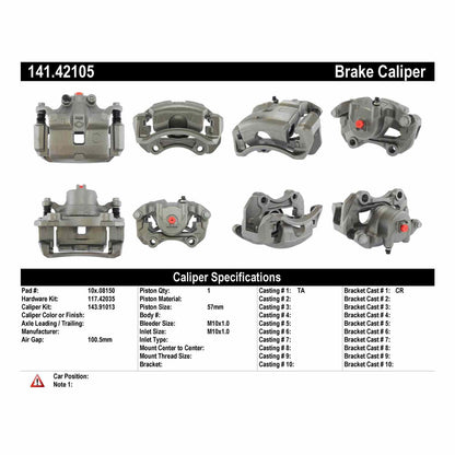 Centric Parts Disc Brake Caliper Semi-Loaded with Anti-Corrosion Finish for 2000-2001 Infiniti I30 Nissan Maxima 141.42105